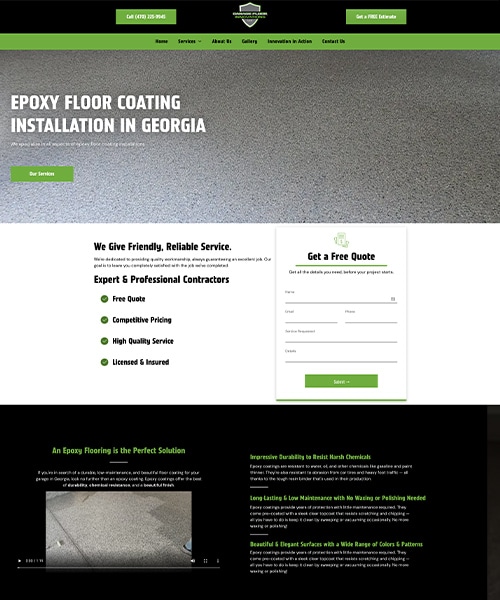 Garage Floor Innovations Duda Website Screenshot - Websites Starting at $199