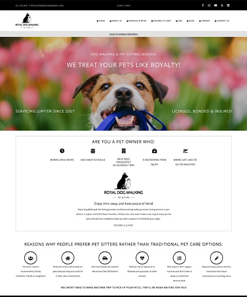 Royal Dog Walking WordPress Website Design Screenshot